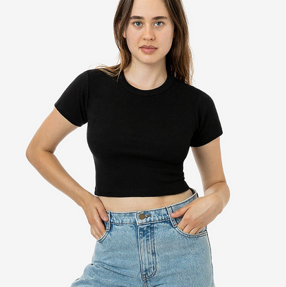 LA Apparel 4325 | Baby Rib Short Sleeve Crop Tee