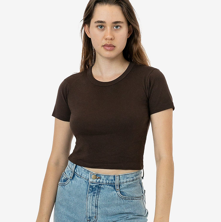 LA Apparel 4325 | Baby Rib Short Sleeve Crop Tee