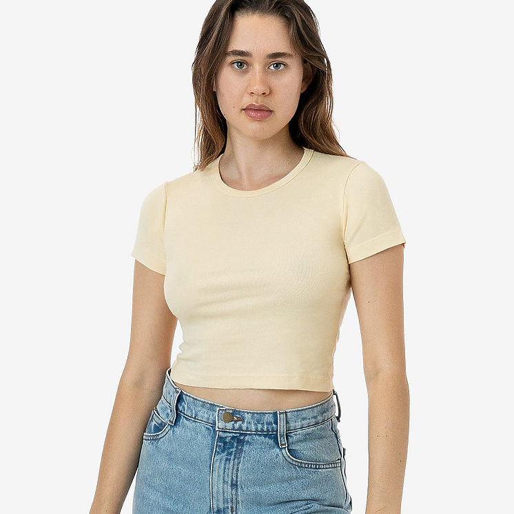 LA Apparel 4325 | Baby Rib Short Sleeve Crop Tee