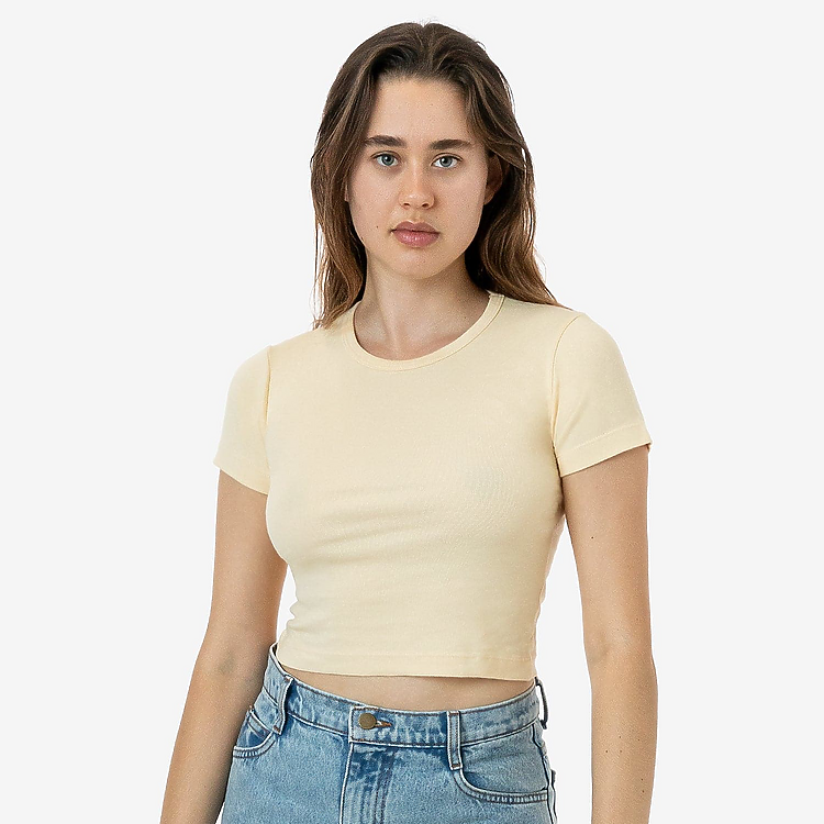 LA Apparel 4325 | Baby Rib Short Sleeve Crop Tee