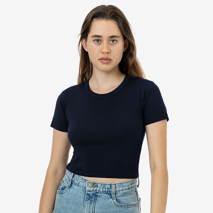 LA Apparel 4325 | Baby Rib Short Sleeve Crop Tee