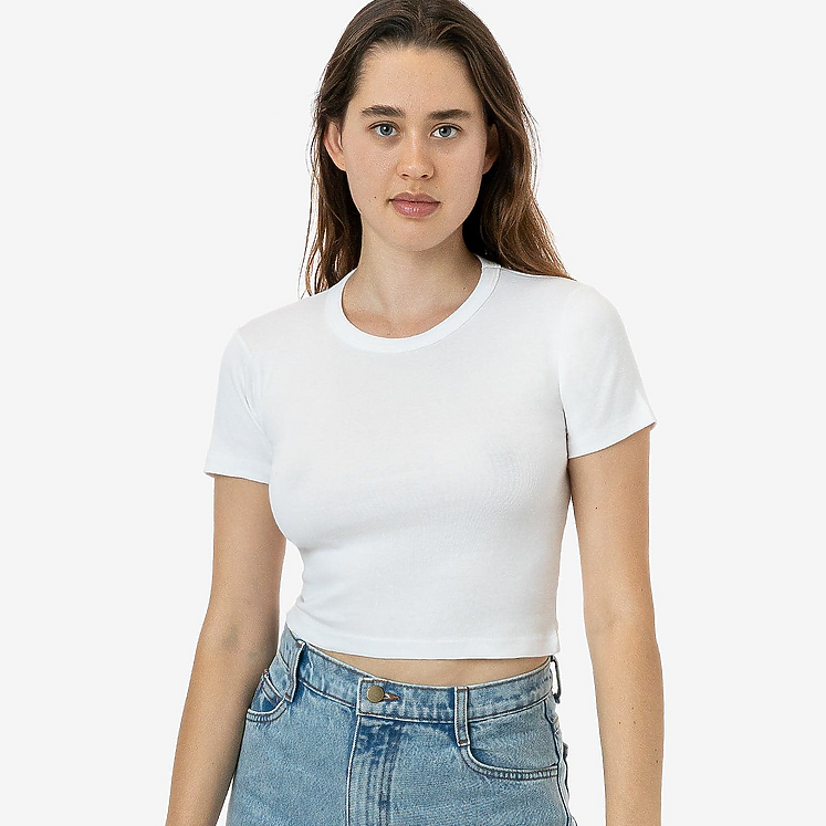 LA Apparel 4325 | Baby Rib Short Sleeve Crop Tee