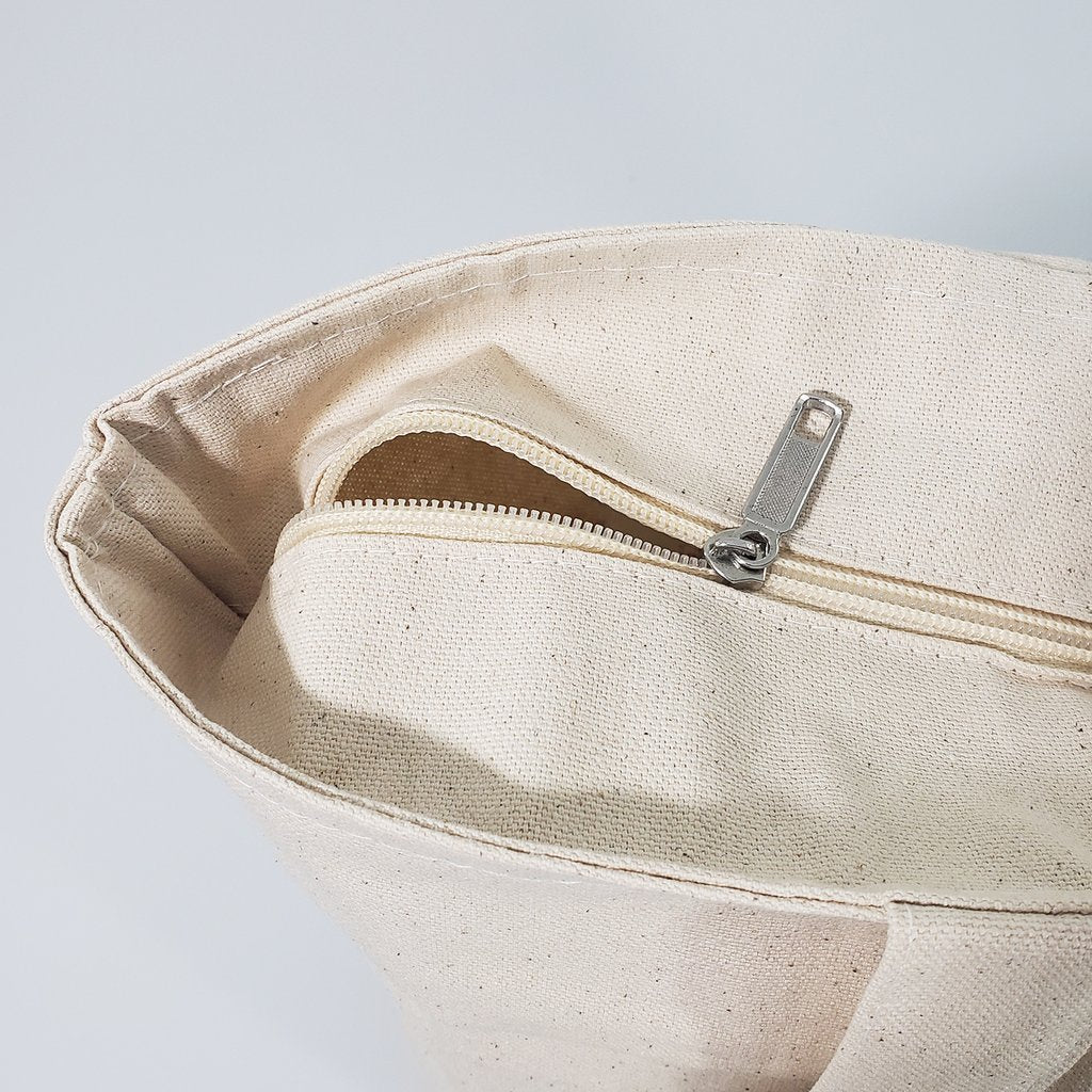 Heavy Canvas Zippered Tote Bag with Inside Pocket